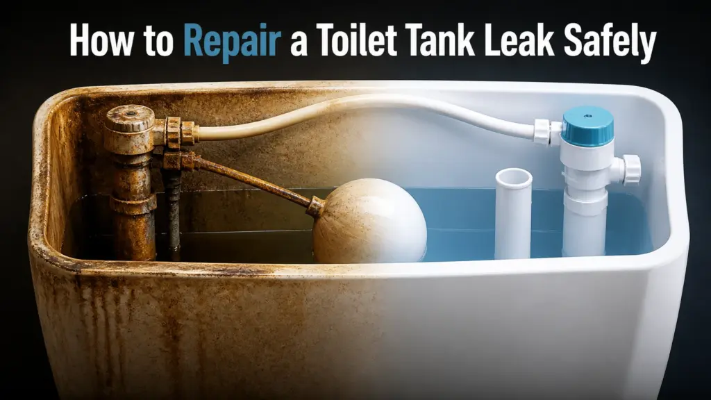 how to repair a toilet tank leak safely